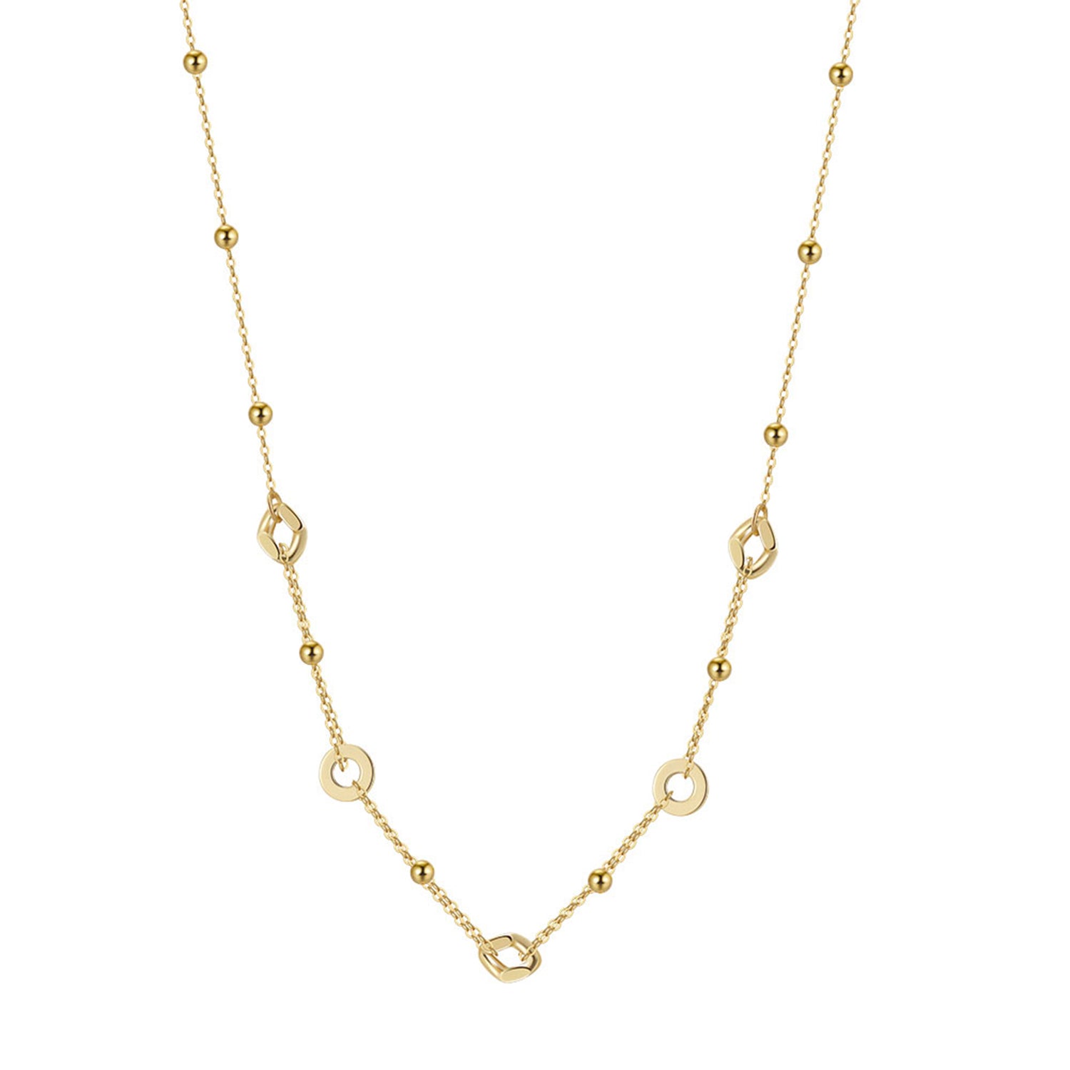 PEETTY sterling silver choker necklace beaded circular adjustable vintage gold plated fashion jewelry for women gift yellow gold