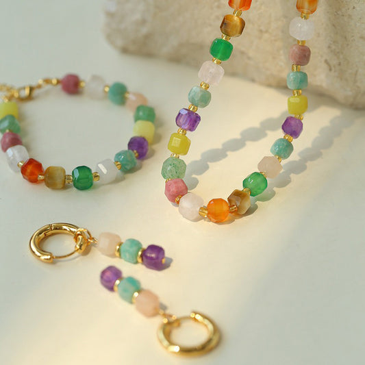 PEETTY sugar cube colorful necklace earrings bracelet