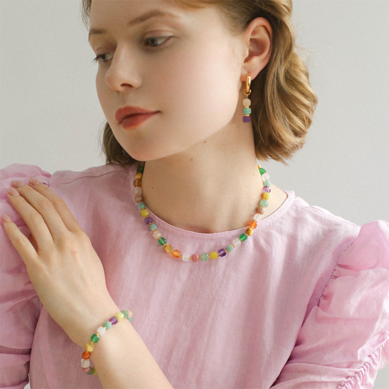 PEETTY sugar cube colorful necklace earrings bracelet model