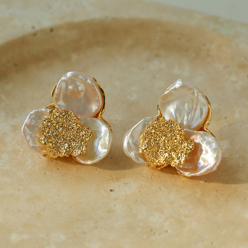 PEETTY tinfoil style pearl earrings petal shaped pearl 30