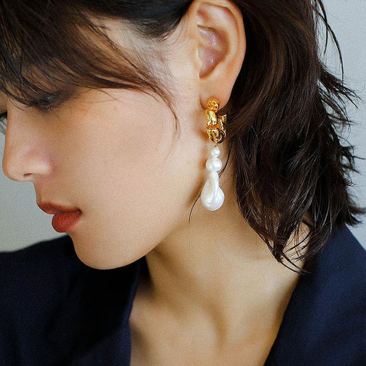 PEETTY twist pearl baroque earrings long dangles 00