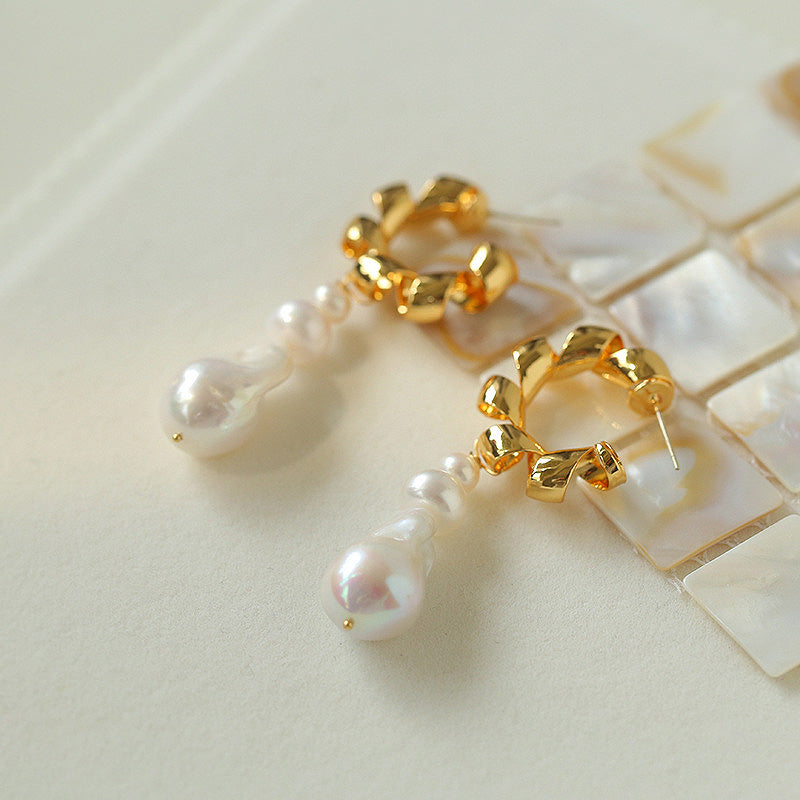 PEETTY twist pearl baroque earrings long dangles 01