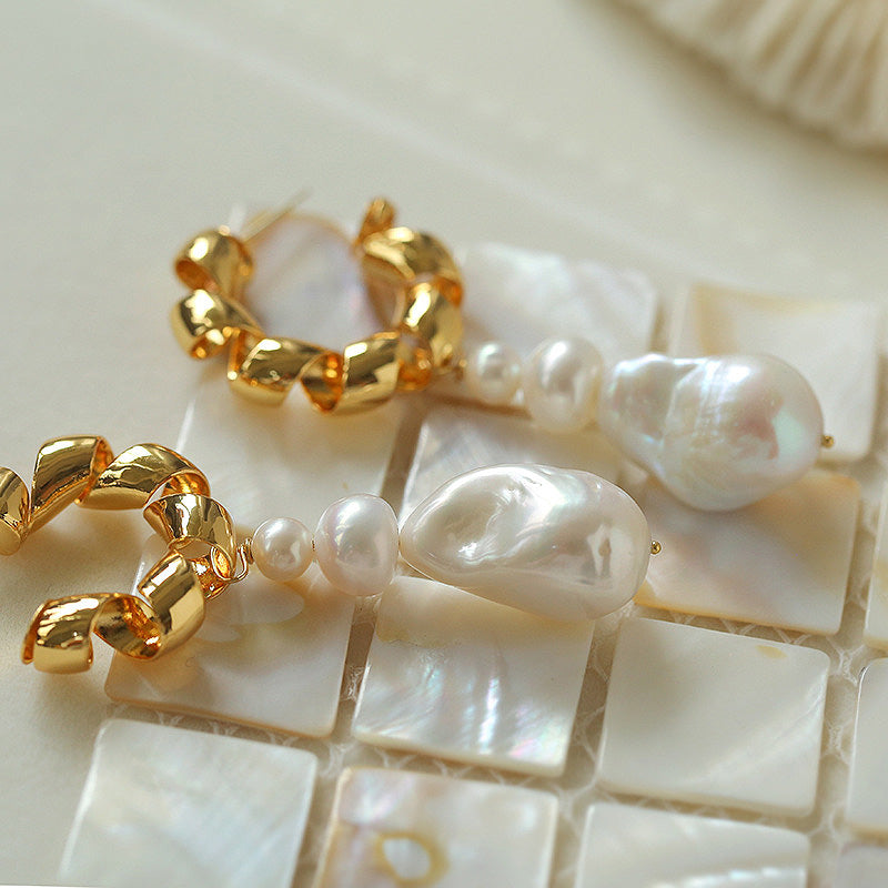 PEETTY twist pearl baroque earrings long dangles 02