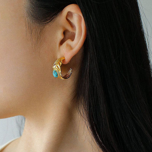 PEETTY vintage feather turquoise earrings