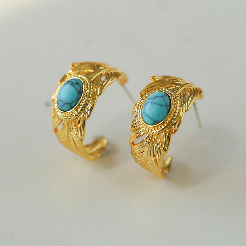 PEETTY vintage feather turquoise earrings 1