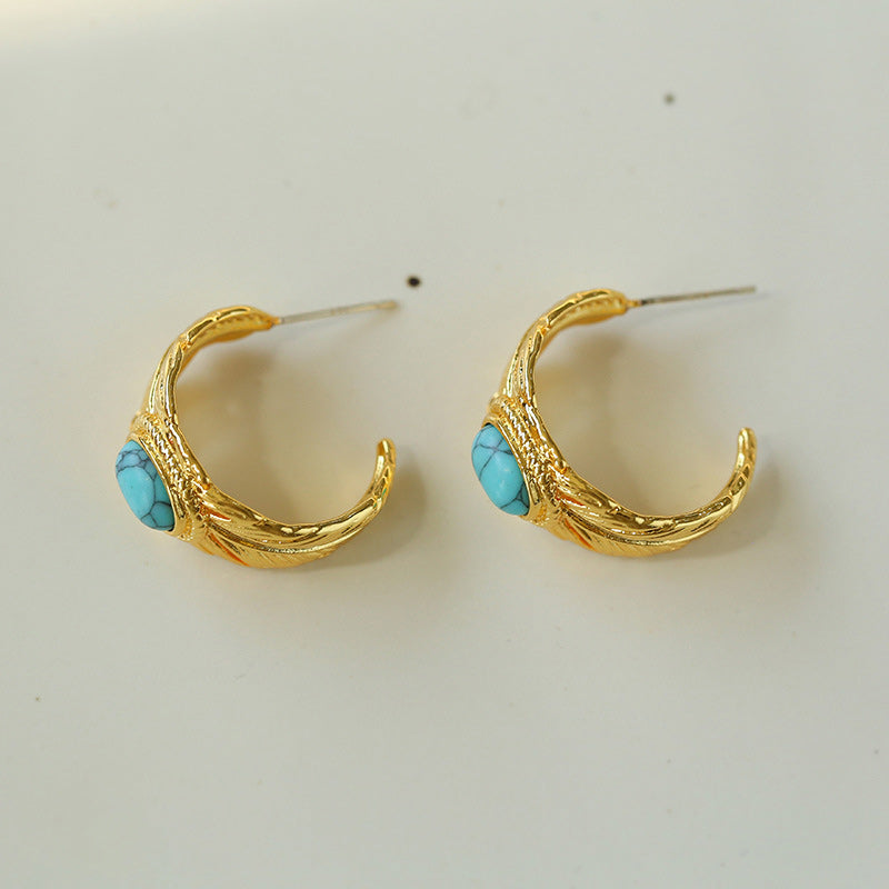 PEETTY vintage feather turquoise earrings 3