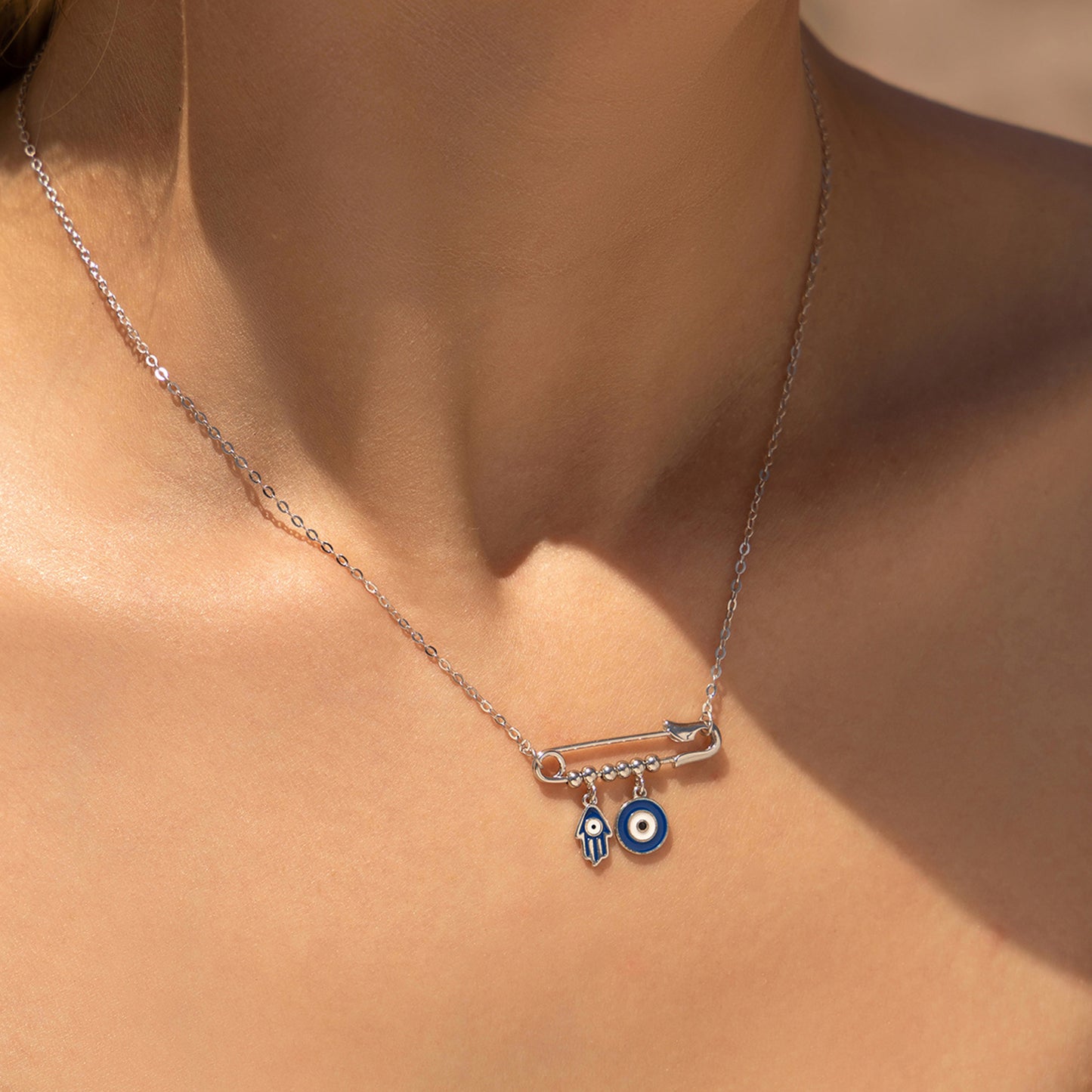 peetty evil eye pendant necklace pin enamel 925 sterling silver choker model 2