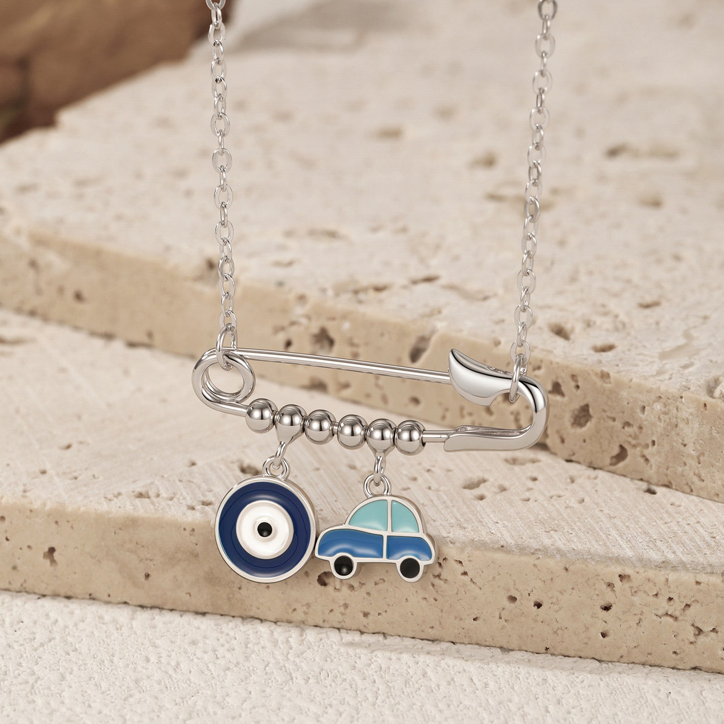 peetty evil eye pendant necklace pin enamel 925 sterling silver choker 11