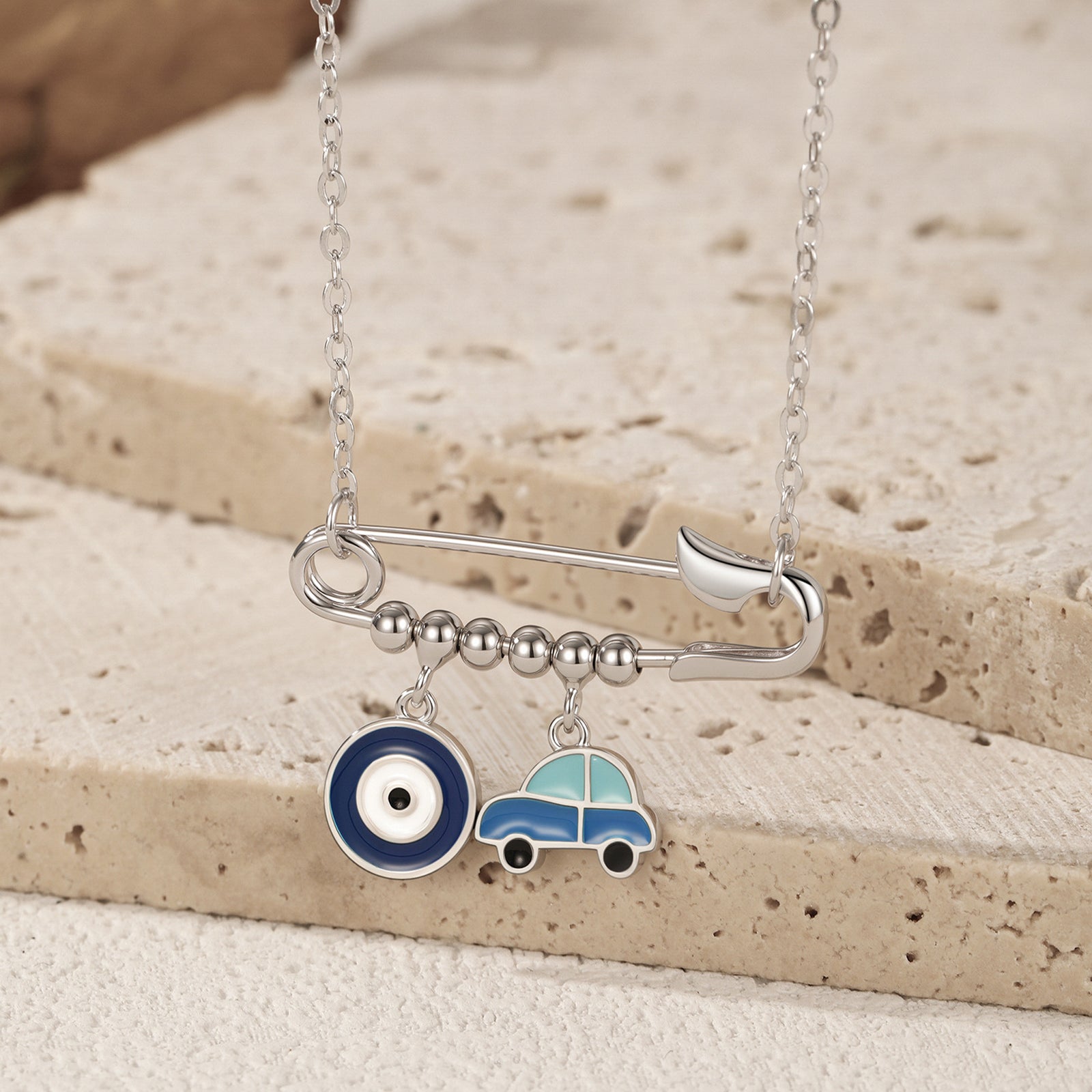 peetty evil eye pendant necklace pin enamel 925 sterling silver choker 11