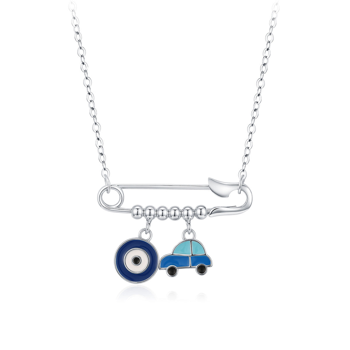 peetty evil eye pendant necklace pin enamel 925 sterling silver choker 1