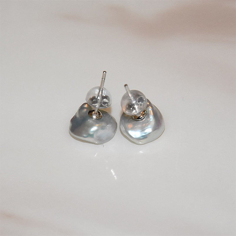 PEETTY 7-8mm keshi pearl stud earrings pearl jewelry silver