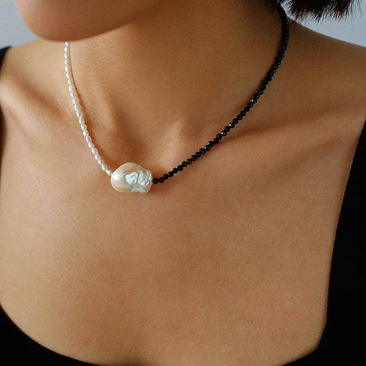 PEETTY baroque pearl black spinel choker pearl necklace 1