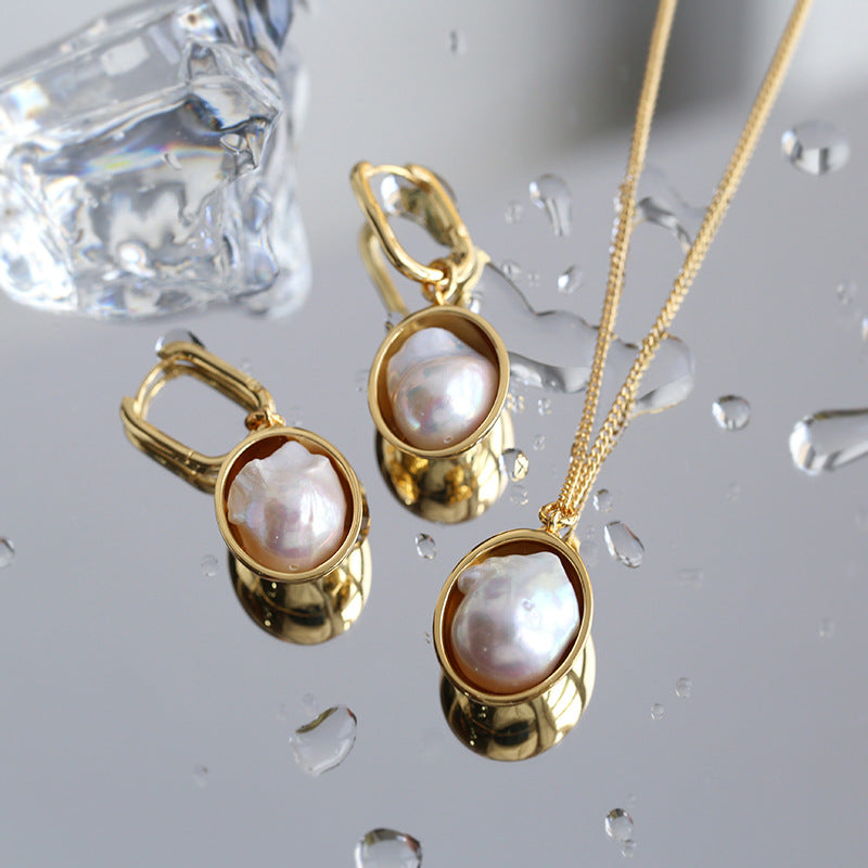 PEETTY baroque pearl oval drop earrings pearl jewelry 9