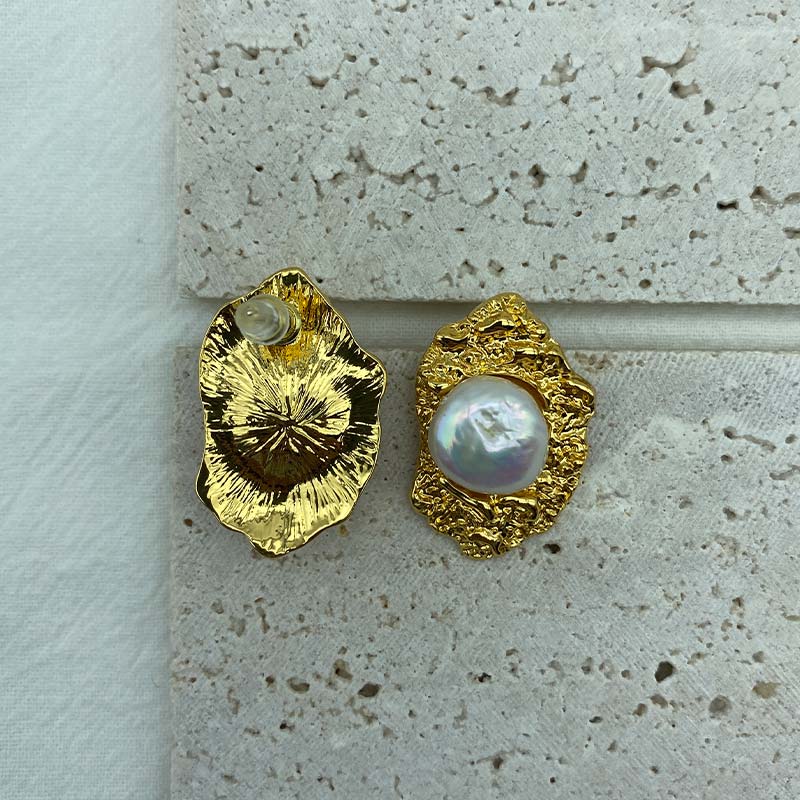 PEETTY baroque pearl stud earrings wrinkle effect pearl jewelry 5