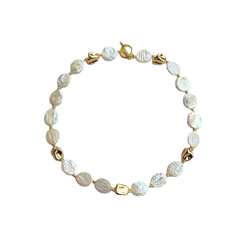 Coin Shaped Baroque Pearl Necklace