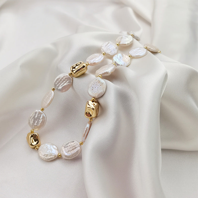 PEETTY button shaped baroque pearl necklace 4