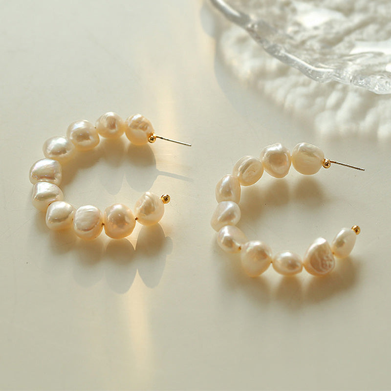 PEETTY c-shaped pearls string earrings pearl jewelry 1