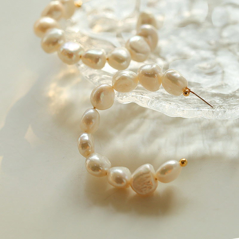 PEETTY c-shaped pearls string earrings pearl jewelry 2