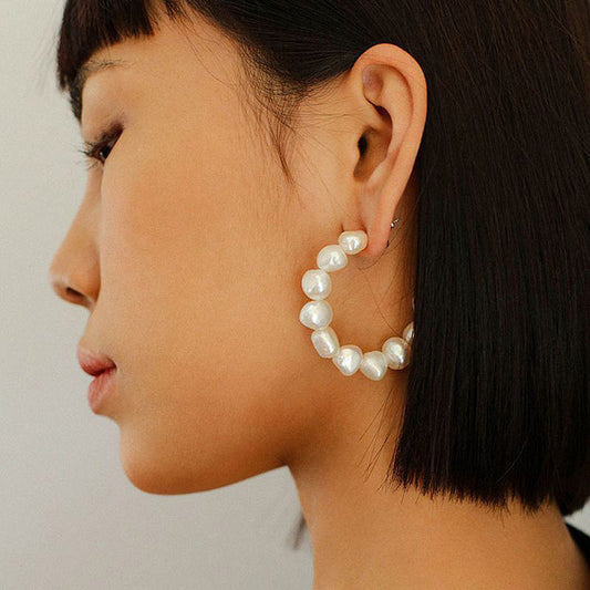 PEETTY c-shaped pearls string earrings pearl jewelry