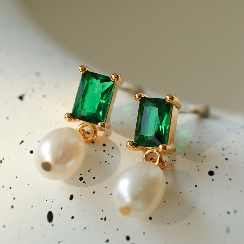 PEETTY green zircon pearl earrings dangles pearl jewelry 3