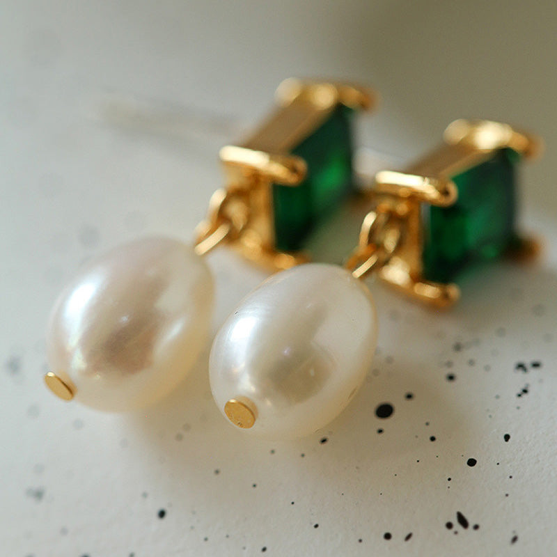 PEETTY green zircon pearl earrings dangles pearl jewelry 4