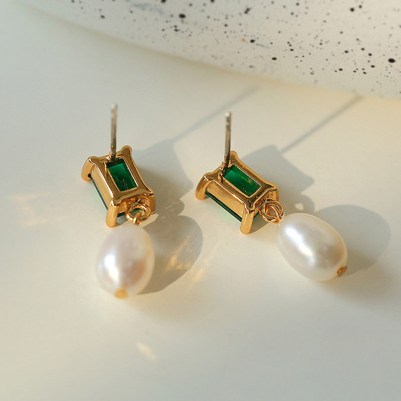 PEETTY green zircon pearl earrings dangles pearl jewelry 5