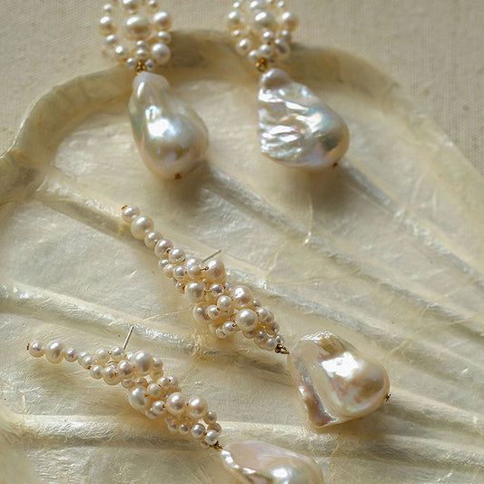 PEETTY handmade baroque pearl earrings wrap dangles 1