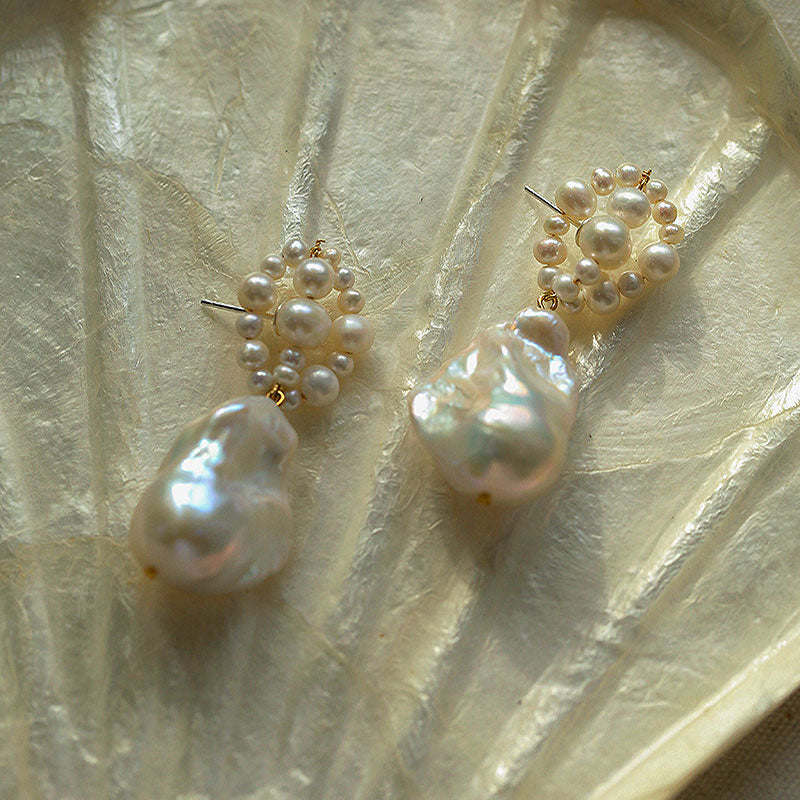 PEETTY handmade baroque pearl earrings wrap dangles 2