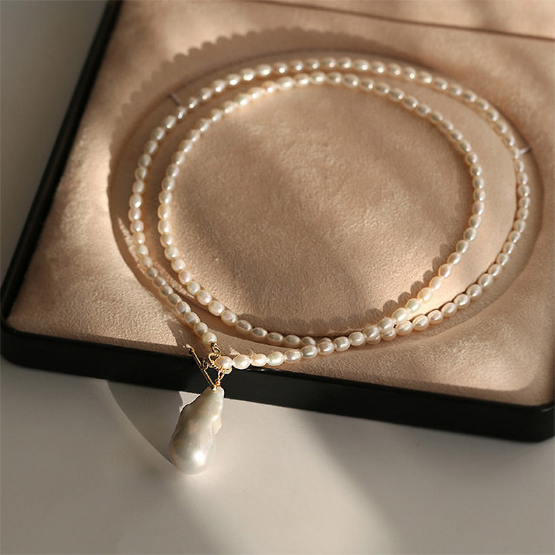 PEETTY long baroque pearl necklace pearl sweater chain winter 1