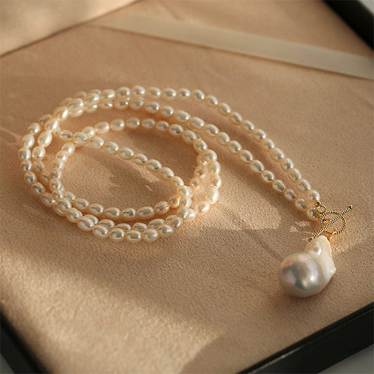 PEETTY long baroque pearl necklace pearl sweater chain winter 4