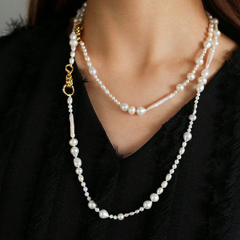 PEETTY long baroque pearl necklace mixed pearl jewelry 1