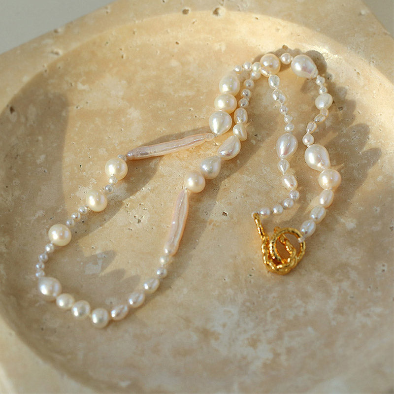 PEETTY long baroque pearl necklace mixed pearl jewelry