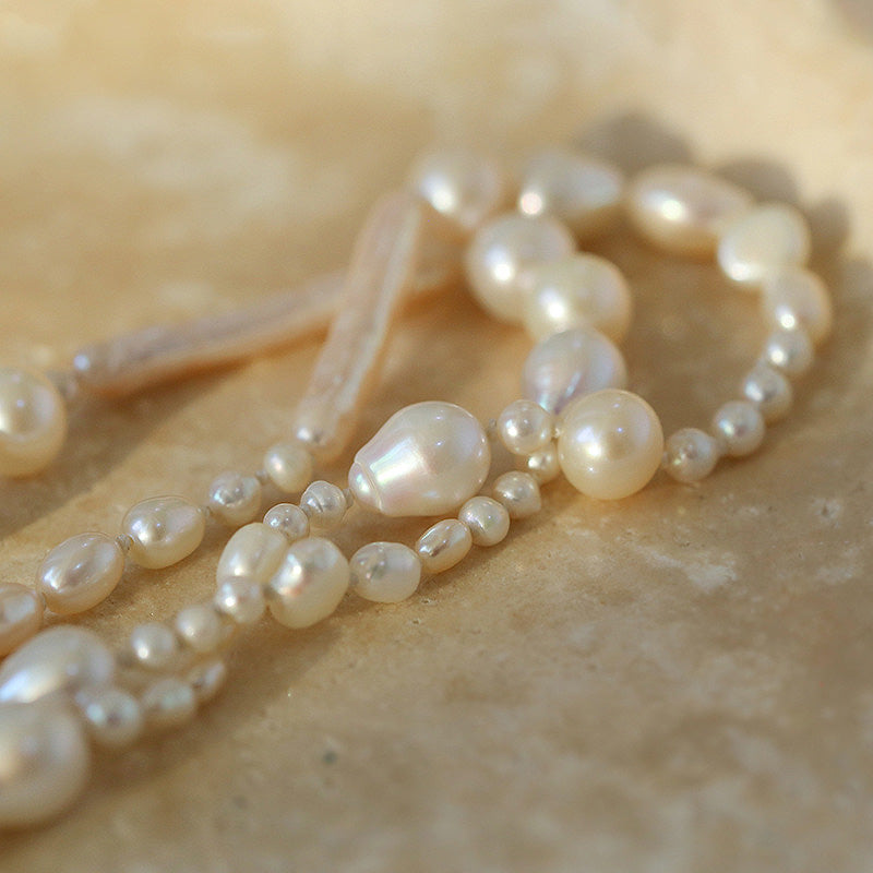 PEETTY long baroque pearl necklace mixed pearl jewelry detail