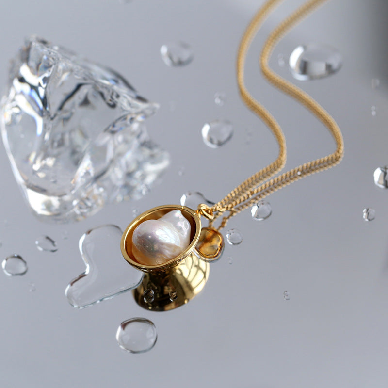 PEETTY oval drop baroque pearl pendant sweater chain 2