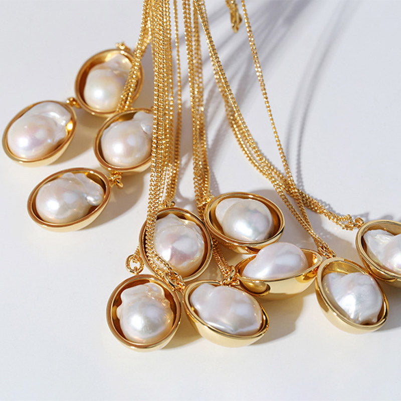 PEETTY oval drop baroque pearl pendant sweater chain 6