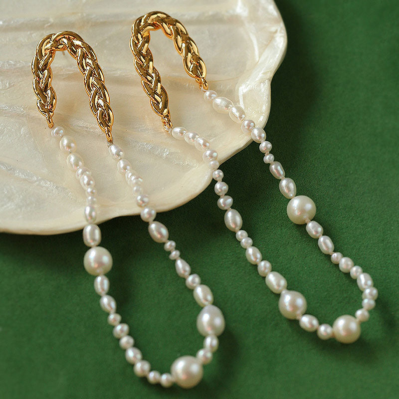 PEETTY ring-shaped baroque pearl earrings long dangles 3
