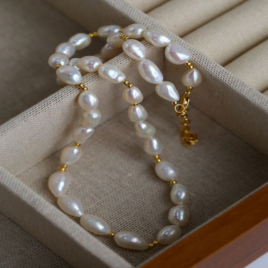 PEETTY special shaped pearl choker gold beads necklace 1