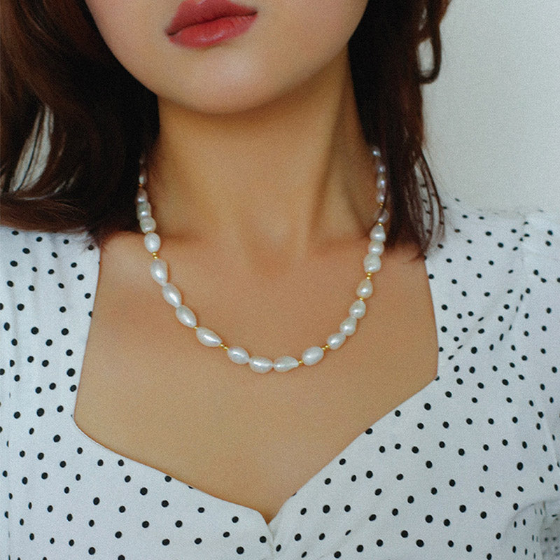 PEETTY special shaped pearl choker gold beads necklace 4