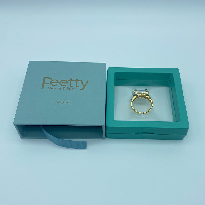 PEETTY square baroque claw setting pearl ring 9