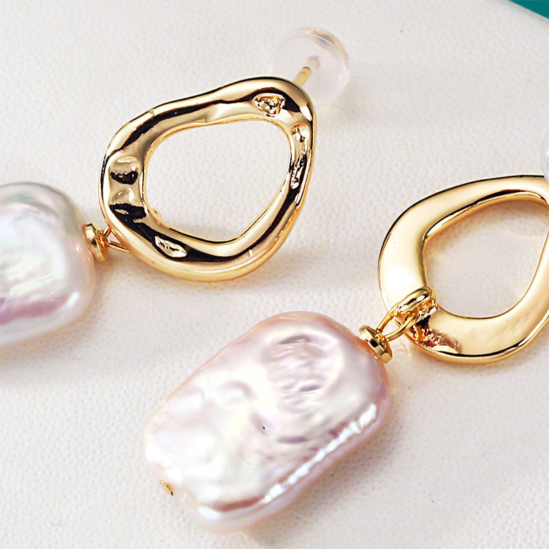 PEETTY square baroque pearl dangle earrings 3