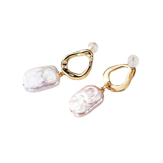 PEETTY square baroque pearl dangle earrings
